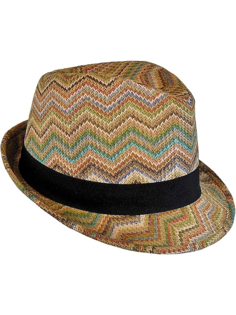 Bohemian Summer Straw Fedora Hat with Zigzag Pattern | Stylish Sun Protection
